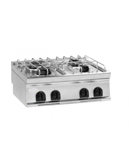 Cucina a gas 4 fuochi da banco, potenza fuochi 4x7,2kw - cm 80x70x28h