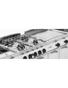 Cucina a gas 6 fuochi da banco, potenza fuochi 2x7,2kw+2x3,3kw+2x4,5kw - griglie inox - cm 120x70x28h