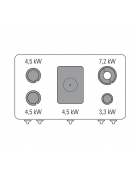 Cucina a gas 4 fuochi + tuttapiastra cm 30,9x55,4, potenza fuochi aperti 1x7,2kw+1x3,3kw+2x4,5kw - griglie in ghisa - cm 120x70x