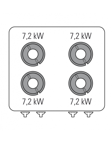 Cucina a gas 4 fuochi su vano aperto, potenza fuochi aperti 4x7,2kw - griglie inox - cm 80x70x90h