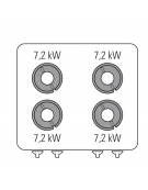 Cucina a gas 4 fuochi su vano aperto, potenza fuochi aperti 4x7,2kw - griglie in ghisa - cm 80x70x90h