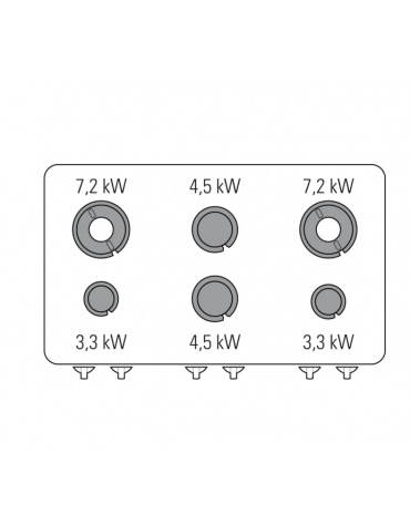 Cucina a gas 6 fuochi su vano aperto, potenza fuochi aperti 2x7,2kw+2x3,3kw+2x4,5kw - griglie in ghisa - cm 120x70x90h