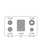 Cucina a gas 4 fuochi + tuttapiastra  cm 30,9x55,4 su vano a perto, fuochi aperti 1x7,2kw+1x3,3kw+2x4,5kw - griglie in ghisa - c