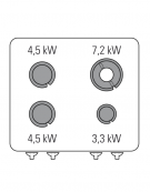 Cucina a gas 4 fuochi, forno a gas GN 2/1, fuochi aperti 1x3,3kw+2x4,5kw+1x7,2kw - cam. forno cm 57,5x65x30 - cm 80x70x90h