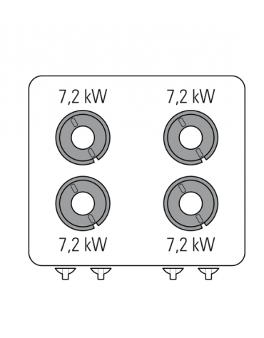 Cucina a gas 4 fuochi, forno a gas statico GN 2/1, fuochi aperti 4x7,2kw - cam. forno cm 57,5x65x30 - cm 80x70x90h