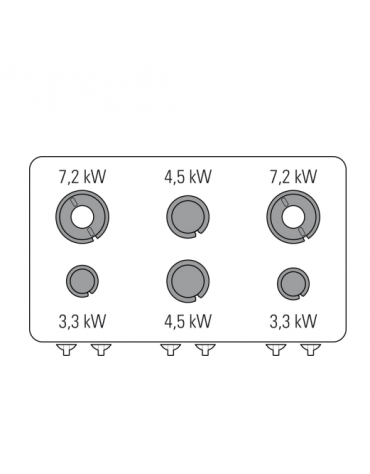 Cucina a gas 6 fuochi, forno a gas GN 2/1, fuochi aperti 2x3,3kw+2x4,5kw+2x7,2kw - cam. forno cm 57,5x65x30 - cm 120x70x90h