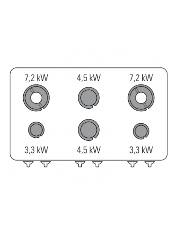 Cucina a gas 6 fuochi, forno a gas statico, fuochi aperti 2x7,2kw+2x3,3kw+2x4,5kw - cam. forno cm 92,5x63x30 - cm 120x70x90h