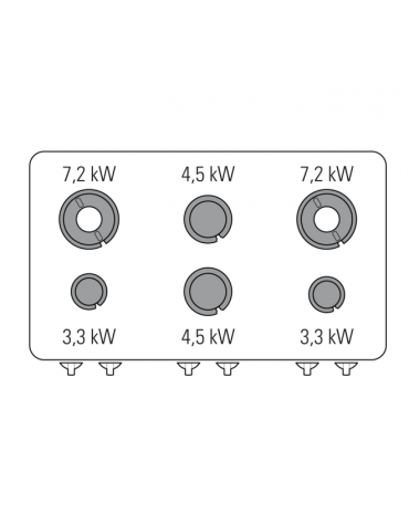 Cucina a gas 6 fuochi, forno elettrico, fuochi aperti 2x7,2kw+2x3,3kw+2x4,5kw - cam. forno cm 92,5x63x30 - cm 120x70x90h