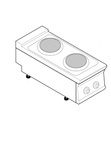 Cucina elettrica da banco trifase-5,2kw, 2 piastre Ø cm 22 - cm 40x70x28h