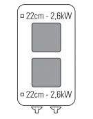 Cucina elettrica da banco trifase-5,2kw, 2 piastre cm 22x22 - cm 40x70x28h