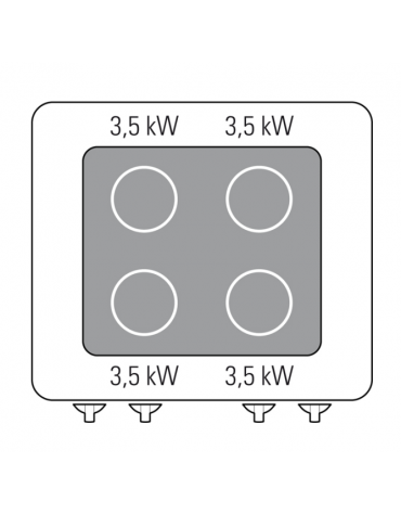 Cucina ad induzione da banco trifase-14kw, 4 zone di cottura - Adatta a pentole fondo liscio - cm 80x70x28h