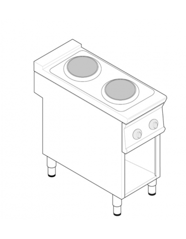 Cucina elettrica su vano aperto trifase-5,2kw  2 piastre Ø cm 22 - cm 40x70x90h