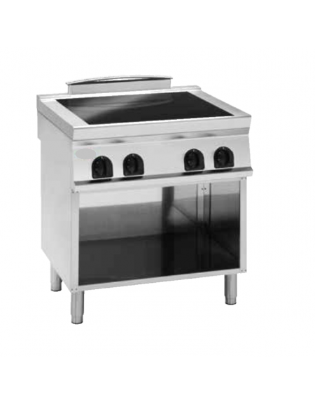 Cucina ad induzione su vano aperto trifase-14kw, - 4 zone - Adatta a pentole fondo liscio - cm 80x70x90h