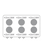 Cucina elettrica trifase-20,6kw, 6 piastre cm Ø22, su forno elett. vent. GN1/1 con camera cm 92x51,5x30 - cm 120x70x90h