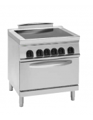 Cucina elettrica trifase-13,3kw, con 4 piani di cottura in vetroceramica, cam. forno cm 57,5x65x30  - dim tot. cm 80x70x90h