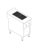 Cucina elettrica trifase-6kw, 2 piastre quadre basculanti cm 30x30 su vano aperto cm 33x57,4x39,5 - cm tot. 40x70x90h