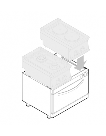 Base Forno elettrico*statico GN 2/1 trifase-4,7kw, dim. camera cm 57,5x65x30h - dim tot. cm 80x70x60h