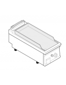 Fry top a gas da banco, 7 kw, piastra liscia, consumo gas 0,74 m³/h - sup. di cottura cm 35,3x56,4  - dim. 40x70x28h