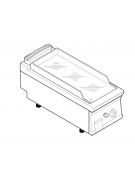 Fry top a gas da banco, 7 kw, piastra liscia cromata, consumo gas 0,74 m³/h - sup. di cottura cm 35,3x56,4  - dim. 40x70x28h