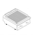 Fry top a gas da banco, 14 kw, piastra rigata, consumo gas 1,48 m³/h - sup. di cottura cm 74,8x56,4  - dim. 80x70x28h