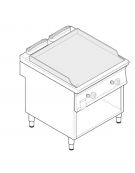 Fry top a gas su vano aperto, 14 kw, piastra liscia, consumo gas 0,74 m³/h - sup. di cottura cm 74,8x56,4  - dim. 80x70x90h