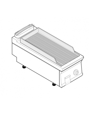 Fry top elettrico trifase-3,9kw da banco, piastra rigata, r. temp. 50÷320 °C - sup. di cottura cm 35,3x56,4  - dim. 40x70x28h