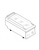 Fry top elett. trifase-3,9kw da banco, piastra liscia cromata, r. temp. 50÷320 °C - sup. cottura cm 35,3x56,4  - dim. 40x70x28h