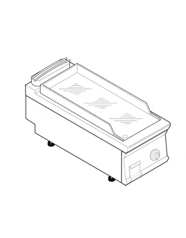 Fry top elett. trifase-3,9kw da banco, piastra liscia cromata, r. temp. 50÷320 °C - sup. cottura cm 35,3x56,4  - dim. 40x70x28h