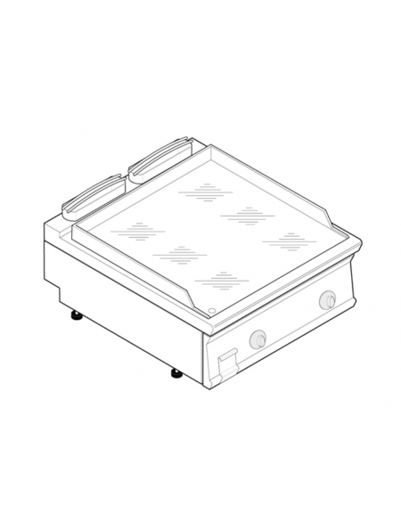 Fry top elett. trifase-7,8kw da banco, piastra liscia cromata, r. temp. 50÷320 °C - sup. di cottura cm 74,8x56,4  - cm 80x70x28h