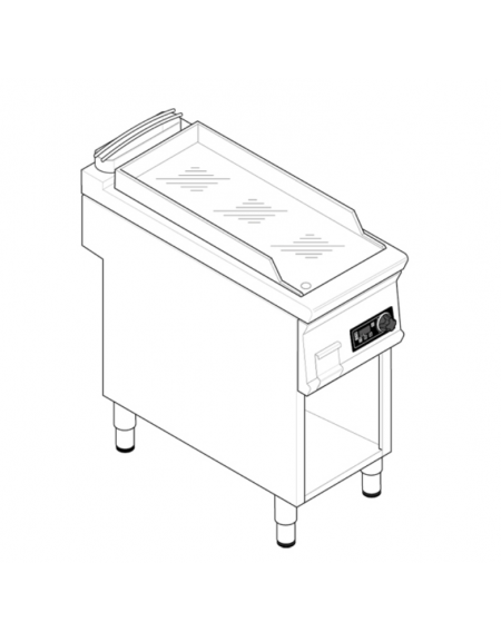 Fry top elett. trifase-3,9kw su vano aperto, piastra liscia cromata - con controllo elettronico - dim. 40x70x90h