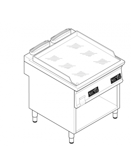 Fry top elett. trifase-7,8kw su vano aperto, piastra liscia cromata - con controllo elettronico - cm 80x70x90h