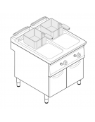 Friggitrice a gas freestanding, 2 vasche a "V" dim. cm 24x34,2x31,5h - 13lt + 13lt - cm 80x70x90h