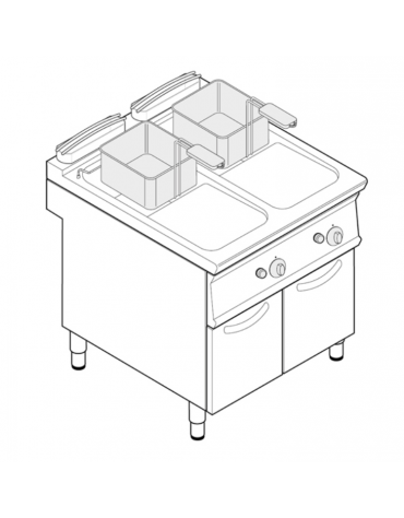 Friggitrice a gas freestanding, 2 vasche a "V" dim. cm 24x34,2x31,5h - 13lt + 13lt - cm 80x70x90h