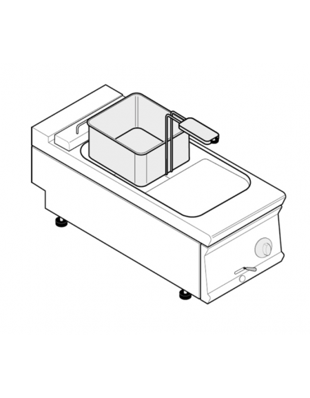 Friggitrice elettrica da banco in acciaio inox - 1 vasca, capacità olio: 8 Lt - mm 260x400x345h