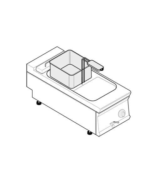 Friggitrice elettrica da banco trifase-7,5kw - 1 vasca con resistenza basculante 8Lt. - cm 40x70x28h