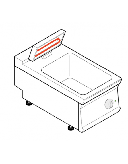 Scaldapatate elettrico monofase-1kw da banco, 1 vasca GN1/1 dim. cm 32,5x53x15h - dim tot. cm 40x70x28h