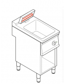 Scaldapatate elettrico monofase-1kw su vano aperto, 1 vasca GN1/1 dim. cm 32,5x53x15h - cm 40x70x90h