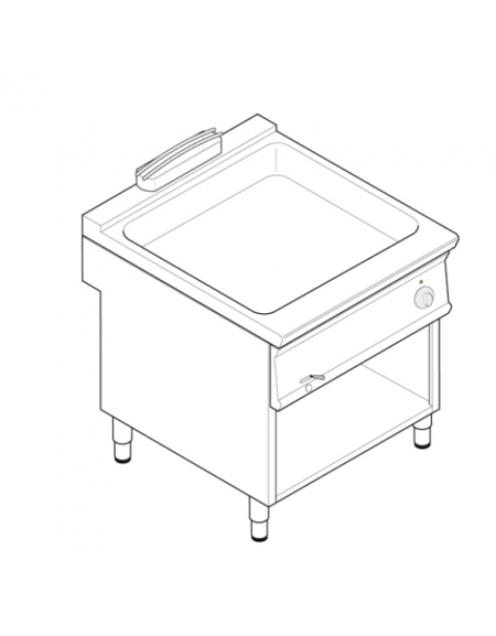 Bagnomaria elettrico su vano aperto monofase-2,6kw, 1 vasca AISI 304 - GN2/1 dim. cm 63x50,8x16,5h - dim tot. cm 80x70x90h