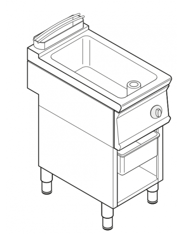 Brasiera elettrica multifunzione su vano aperto, trifase-4,5kw, 1 vasca AISI 304, cap. 15lt - dim tot. cm 35x70x85h