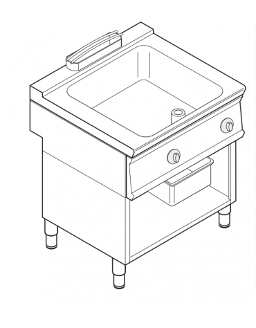 Brasiera elettrica multifunzione su vano aperto, trifase-9kw, 1 vasca AISI 304, cap. 28lt - dim tot. cm 80x70x90h