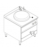 Pentola elettrica INDIRETTA trifase-9kw, 1 vasca capacità 50 Lt. cm Ø40xh45 - dim tot. cm 80x70x90h