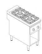 Cucina a gas 2 fuochi su vano aperto, potenza fuochi aperti 2X8kw - cm 40x90x90h