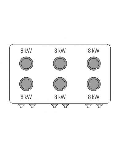 Cucina a gas 6 fuochi, forno a gas Full size, fuochi aperti 6x8kw - cam. forno cm 62,5x63x30 - cm 120x90x90h