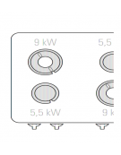 Cucina a gas 4 fuochi da banco, acciaio Inox, potenza fuochi 2x5,5kw + 2x9kw - cm 80x90x28h