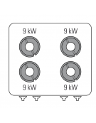 Cucina a gas 4 fuochi da banco, acciaio Inox, potenza fuochi 4x9kw - cm 80x90x28h