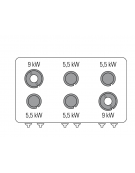 Cucina a gas 6 fuochi, forno a gas Full size, fuochi aperti 4x5,5kw + 2x9kw - cam. forno cm 92,5x63x30 - cm 120x90x90h