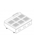 Cucina elettrica da banco trifase-24kw, 6 piastre quadre cm 30x30 - cm 120x90x28h