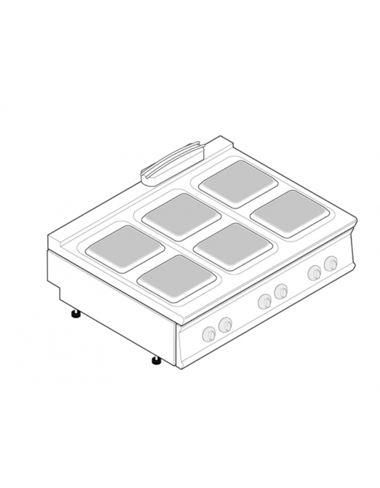 CUCINA ELETTRICA 6 PIASTRE TONDE CON FORNO ELETTRICO STATICO GRANDE GN 1/3  CM. 120x90x90h 