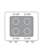 Piano di cottura elettrico trifase-13,6kw da banco, con 4 piani di cottura in vetroceramica - cm 80x90x28h