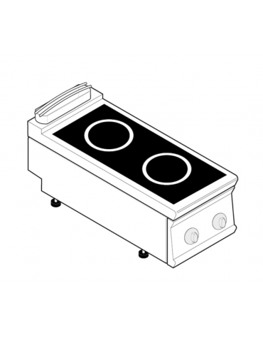 Piano di cottura ad induzione trifase-10kw da banco, 2 zone di cottura - cm 40x90x28h
